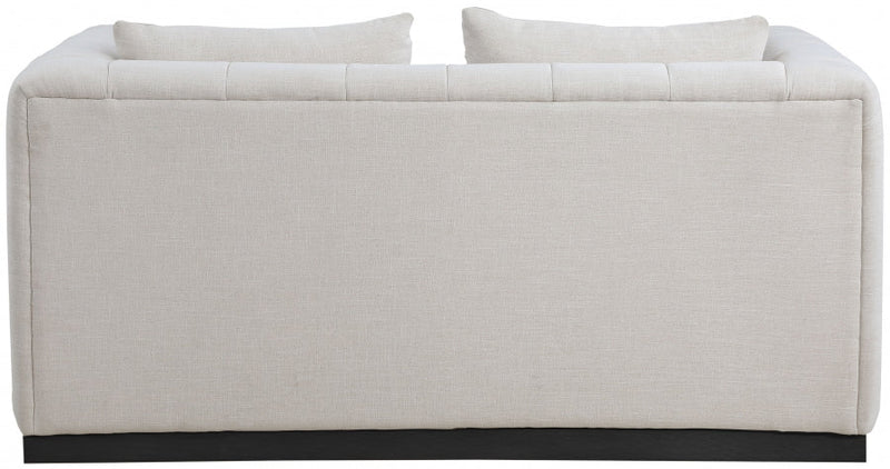 Lucia 67" Linen Textured Fabric Upholstered Loveseat in Beige - 655Beige-L