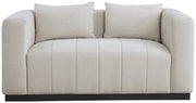 Lucia 67" Linen Textured Fabric Upholstered Loveseat in Beige - 655Beige-L