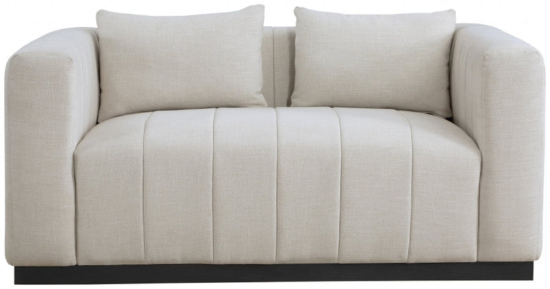 Lucia 67" Linen Textured Fabric Upholstered Loveseat in Beige - 655Beige-L