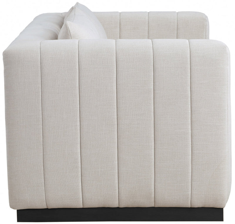 Lucia 67" Linen Textured Fabric Upholstered Loveseat in Beige - 655Beige-L