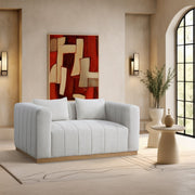 Lucia 67" Linen Textured Fabric Upholstered Loveseat in Cream - 655Cream-L