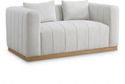 Lucia 67" Linen Textured Fabric Upholstered Loveseat in Cream - 655Cream-L