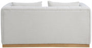 Lucia 67" Linen Textured Fabric Upholstered Loveseat in Cream - 655Cream-L