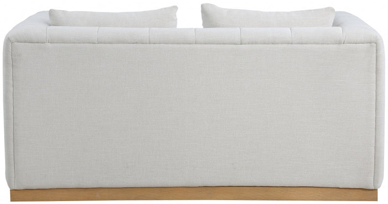 Lucia 67" Linen Textured Fabric Upholstered Loveseat in Cream - 655Cream-L