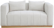 Lucia 67" Linen Textured Fabric Upholstered Loveseat in Cream - 655Cream-L