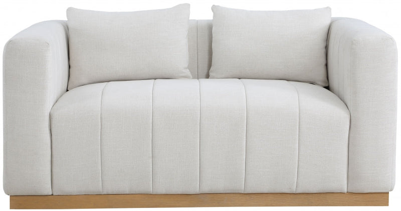Lucia 67" Linen Textured Fabric Upholstered Loveseat in Cream - 655Cream-L