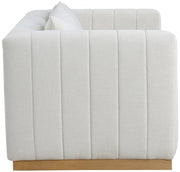 Lucia 67" Linen Textured Fabric Upholstered Loveseat in Cream - 655Cream-L