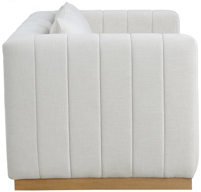 Lucia 67" Linen Textured Fabric Upholstered Loveseat in Cream - 655Cream-L