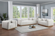 Lucia 67" Linen Textured Fabric Upholstered Loveseat in Cream - 655Cream-L