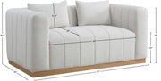 Lucia 67" Linen Textured Fabric Upholstered Loveseat in Cream - 655Cream-L