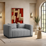 Lucia 67" Linen Textured Fabric Upholstered Loveseat in Grey - 655Grey-L