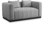 Lucia 67" Linen Textured Fabric Upholstered Loveseat in Grey - 655Grey-L
