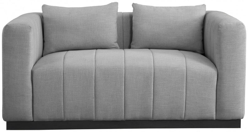 Lucia 67" Linen Textured Fabric Upholstered Loveseat in Grey - 655Grey-L