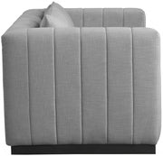 Lucia 67" Linen Textured Fabric Upholstered Loveseat in Grey - 655Grey-L