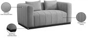 Lucia 67" Linen Textured Fabric Upholstered Loveseat in Grey - 655Grey-L