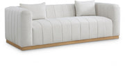 Lucia 90.5" Linen Textured Fabric Upholstered Sofa in Cream - 655Cream-S