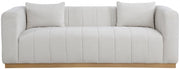 Lucia 90.5" Linen Textured Fabric Upholstered Sofa in Cream - 655Cream-S