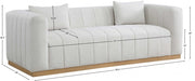 Lucia 90.5" Linen Textured Fabric Upholstered Sofa in Cream - 655Cream-S