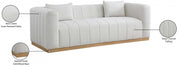 Lucia 90.5" Linen Textured Fabric Upholstered Sofa in Cream - 655Cream-S