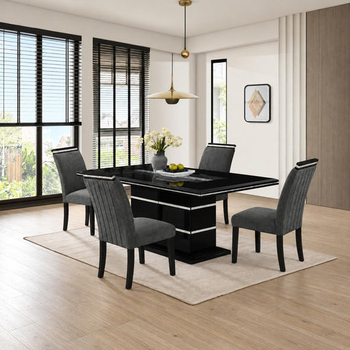 Lucia - Black 5PC Dining Set, Dining Table and 4 Dining Chairs - D199-5PC-Set