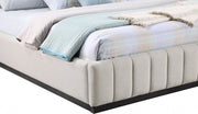 Lucia Linen Textured Fabric King Bed Beige - Gate FurnitureKing Bed