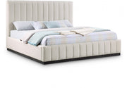 Lucia Linen Textured Fabric King Bed Beige - Gate FurnitureKing Bed