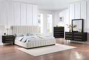 Lucia Linen Textured Fabric King Bed Beige - Gate FurnitureKing Bed