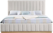 Lucia Linen Textured Fabric King Bed Cream - Gate FurnitureKing Bed