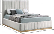 Lucia Linen Textured Fabric King Bed Cream - Gate FurnitureKing Bed