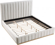 Lucia Linen Textured Fabric King Bed Cream - Gate FurnitureKing Bed
