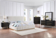Lucia Linen Textured Fabric King Bed Cream - Gate FurnitureKing Bed