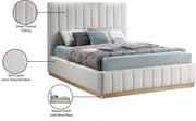 Lucia Linen Textured Fabric King Bed Cream - Gate FurnitureKing Bed