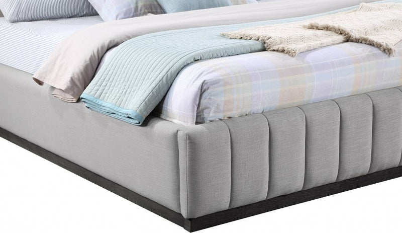 Lucia Linen Textured Fabric King Bed Grey - Gate FurnitureKing Bed