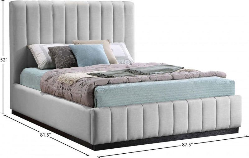 Lucia Linen Textured Fabric King Bed Grey - Gate FurnitureKing Bed