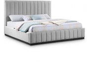 Lucia Linen Textured Fabric King Bed Grey - Gate FurnitureKing Bed
