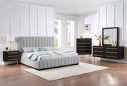 Lucia Linen Textured Fabric King Bed Grey - Gate FurnitureKing Bed