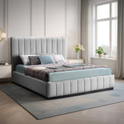 Lucia Linen Textured Fabric King Bed Grey - Gate FurnitureKing Bed