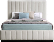 Lucia Linen Textured Fabric Queen Bed Beige - Gate FurnitureQueen Bed