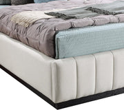 Lucia Linen Textured Fabric Queen Bed Beige - Gate FurnitureQueen Bed