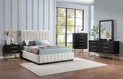 Lucia Linen Textured Fabric Queen Bed Beige - Gate FurnitureQueen Bed