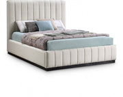 Lucia Linen Textured Fabric Queen Bed Beige - Gate FurnitureQueen Bed