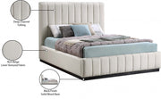 Lucia Linen Textured Fabric Queen Bed Beige - Gate FurnitureQueen Bed