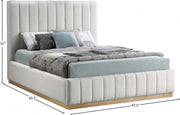 Lucia Linen Textured Fabric Queen Bed Cream - Gate FurnitureQueen Bed