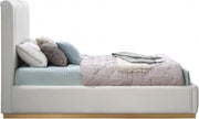 Lucia Linen Textured Fabric Queen Bed Cream - Gate FurnitureQueen Bed
