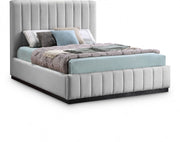 Lucia Linen Textured Fabric Queen Bed Grey - Gate FurnitureQueen Bed