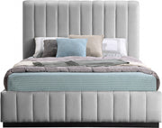 Lucia Linen Textured Fabric Queen Bed Grey - Gate FurnitureQueen Bed