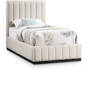 Lucia Linen Textured Fabric Twin Bed Beige - Gate FurnitureTwin Bed