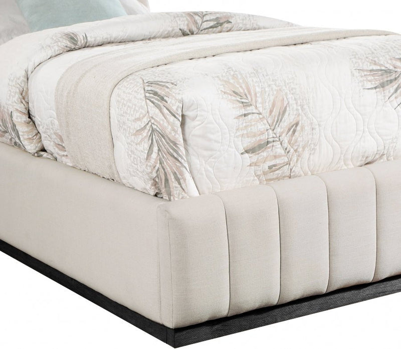 Lucia Linen Textured Fabric Twin Bed Beige - Gate FurnitureTwin Bed