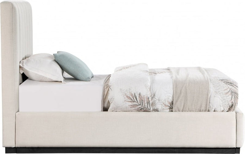 Lucia Linen Textured Fabric Twin Bed Beige - Gate FurnitureTwin Bed