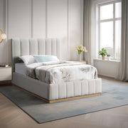 Lucia Linen Textured Fabric Twin Bed Cream - Gate FurnitureTwin Bed